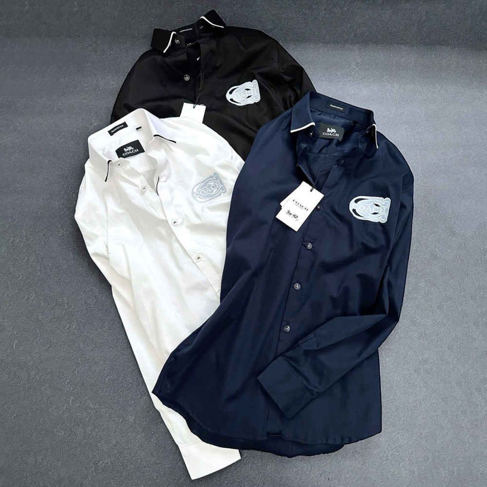 Coach Embroidered Blue Premium Cotton Shirt-4