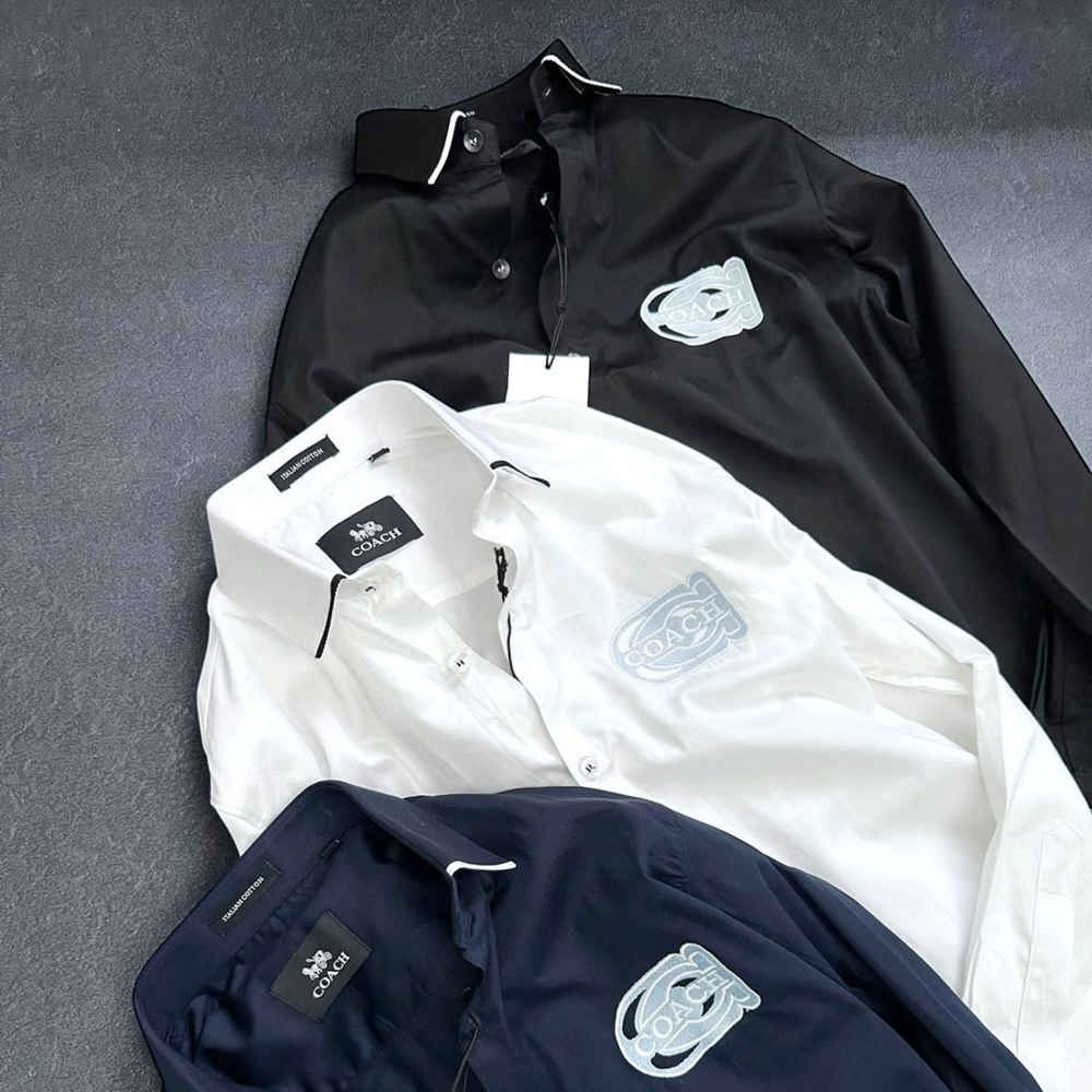 Coach Embroidered Blue Premium Cotton Shirt-3