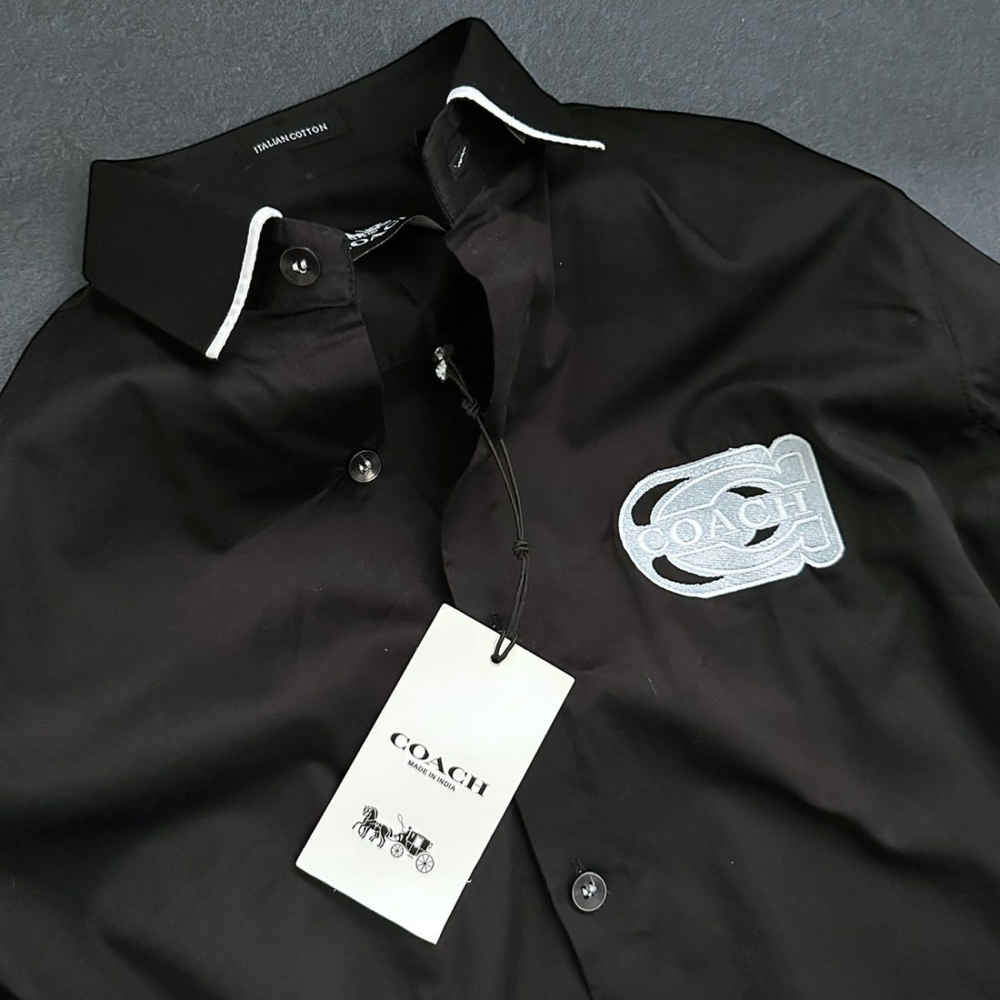 Coach Embroidered Black Premium Cotton Shirt-2