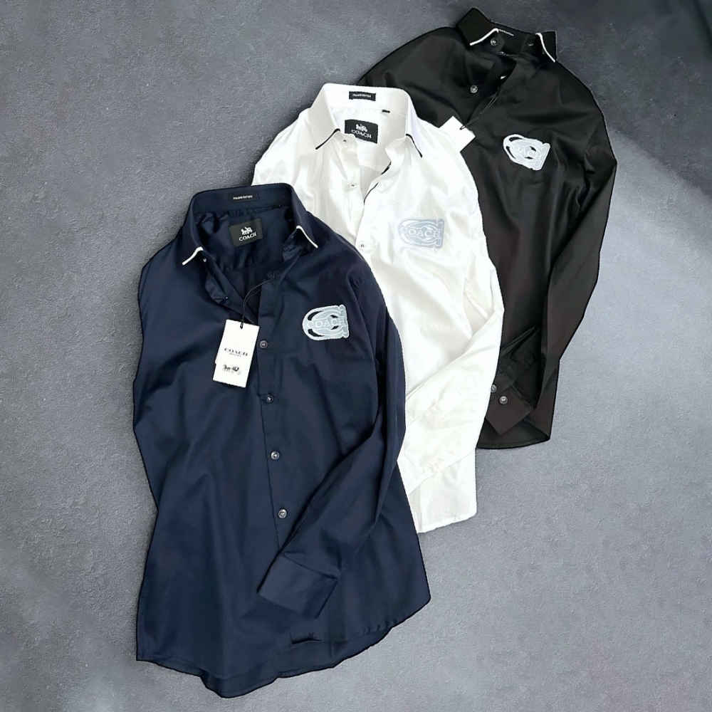 Coach Embroidered Blue Premium Cotton Shirt-5