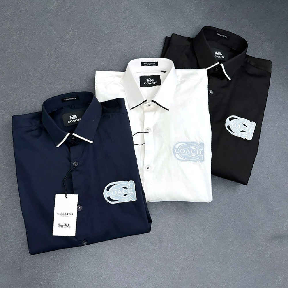 Coach Embroidered Blue Premium Cotton Shirt-6