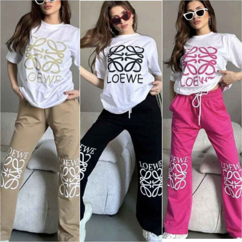 Loewe Embroidered logo White & Black Premium Co-ord Set-4