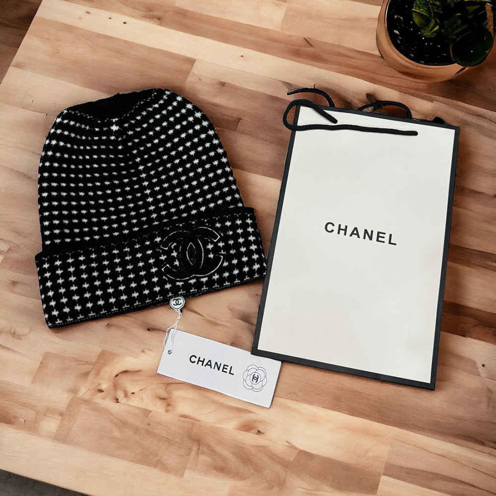 Chanel Black Cashmere Beanie-thumb-1