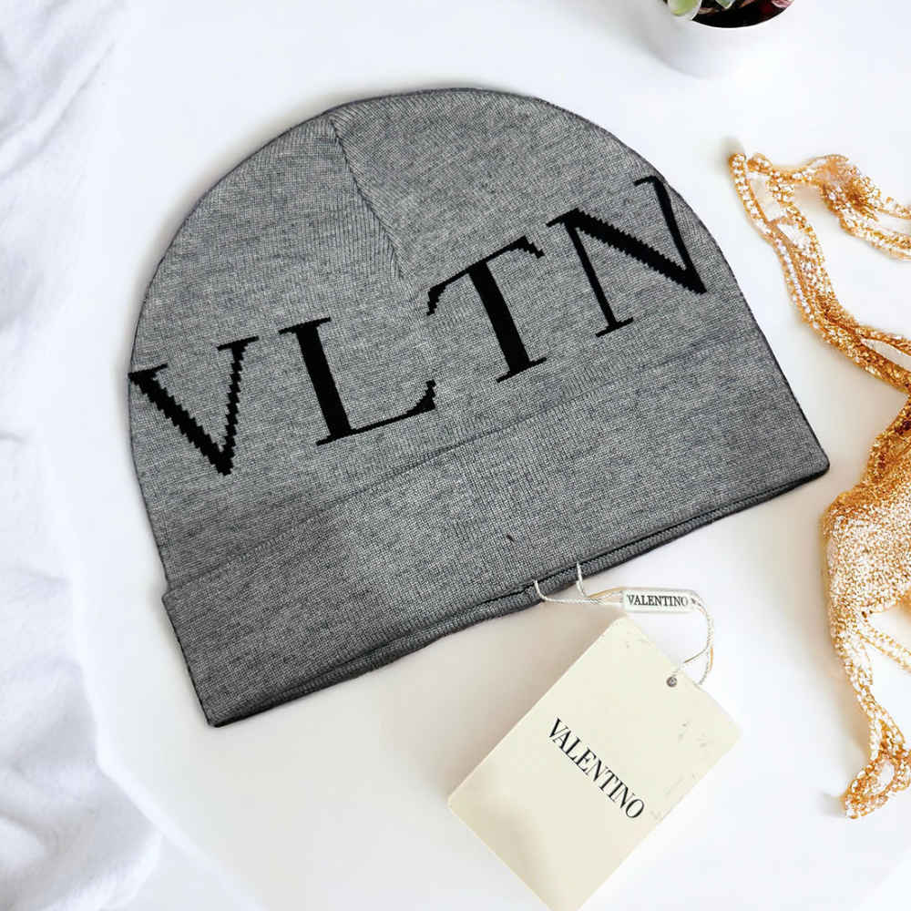 Valentino Grey Cashmere Beanie-thumb-1