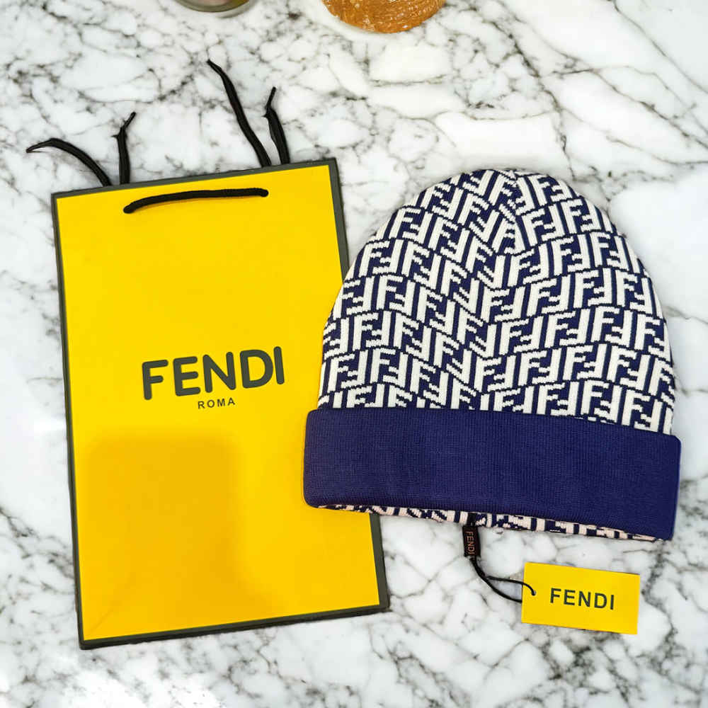Fendi Blue Cashmere Beanie-1