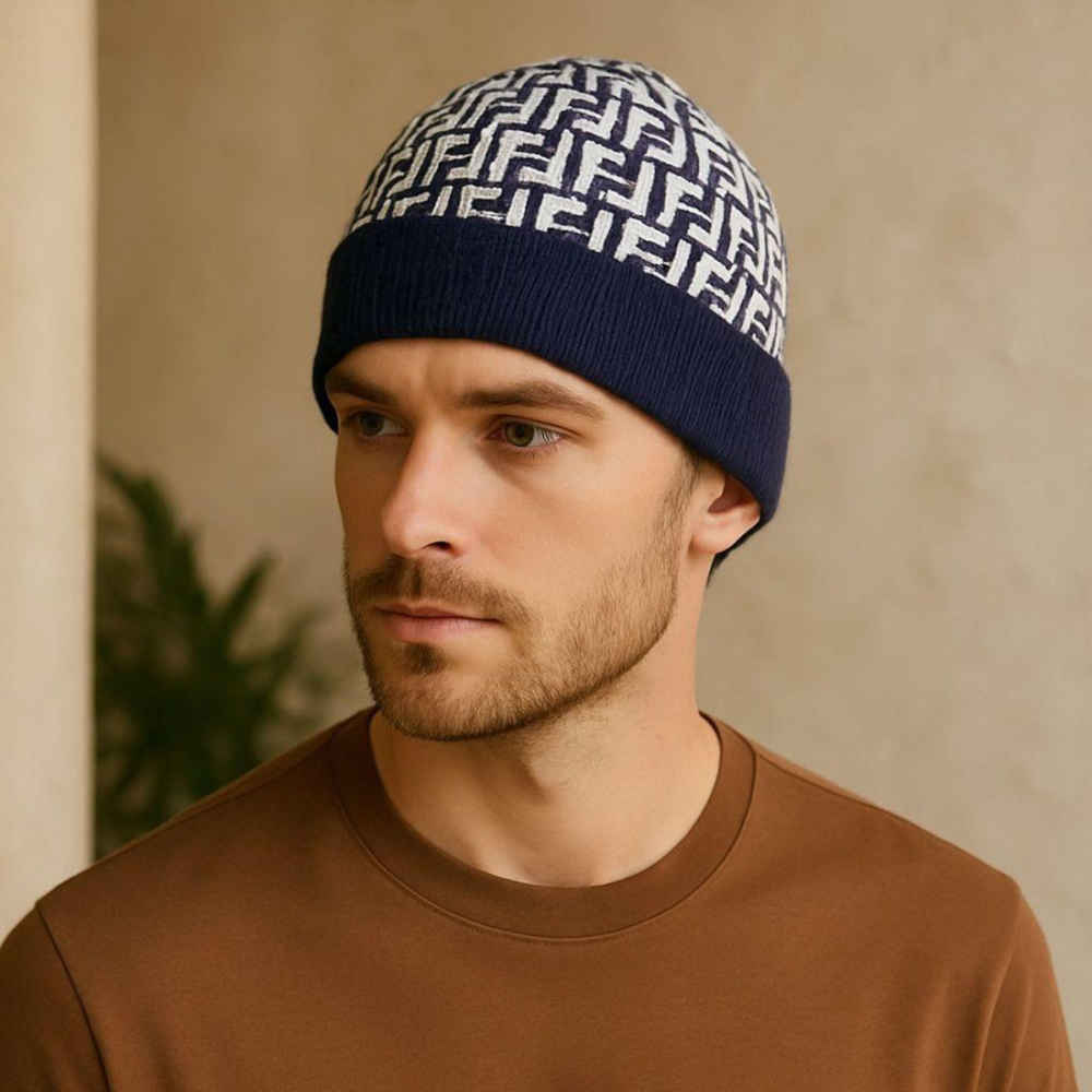Fendi Blue Premium Cashmere Beanie-thumb-0