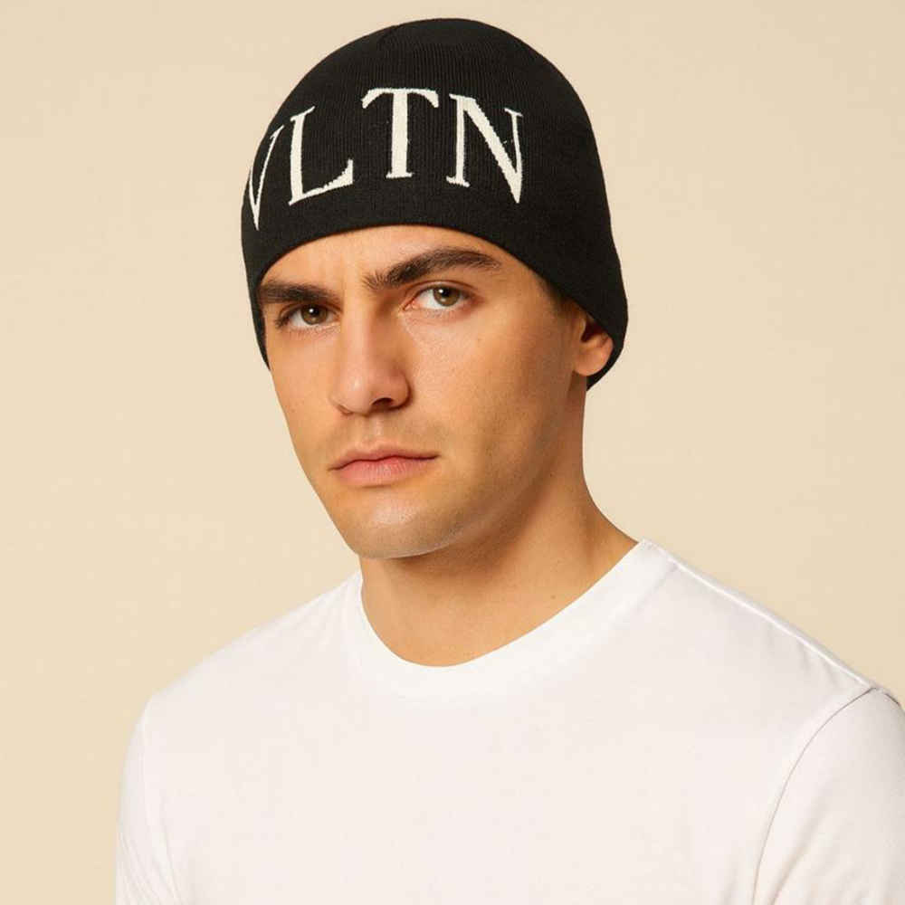 Valentino Black Cashmere Beanie-thumb-0