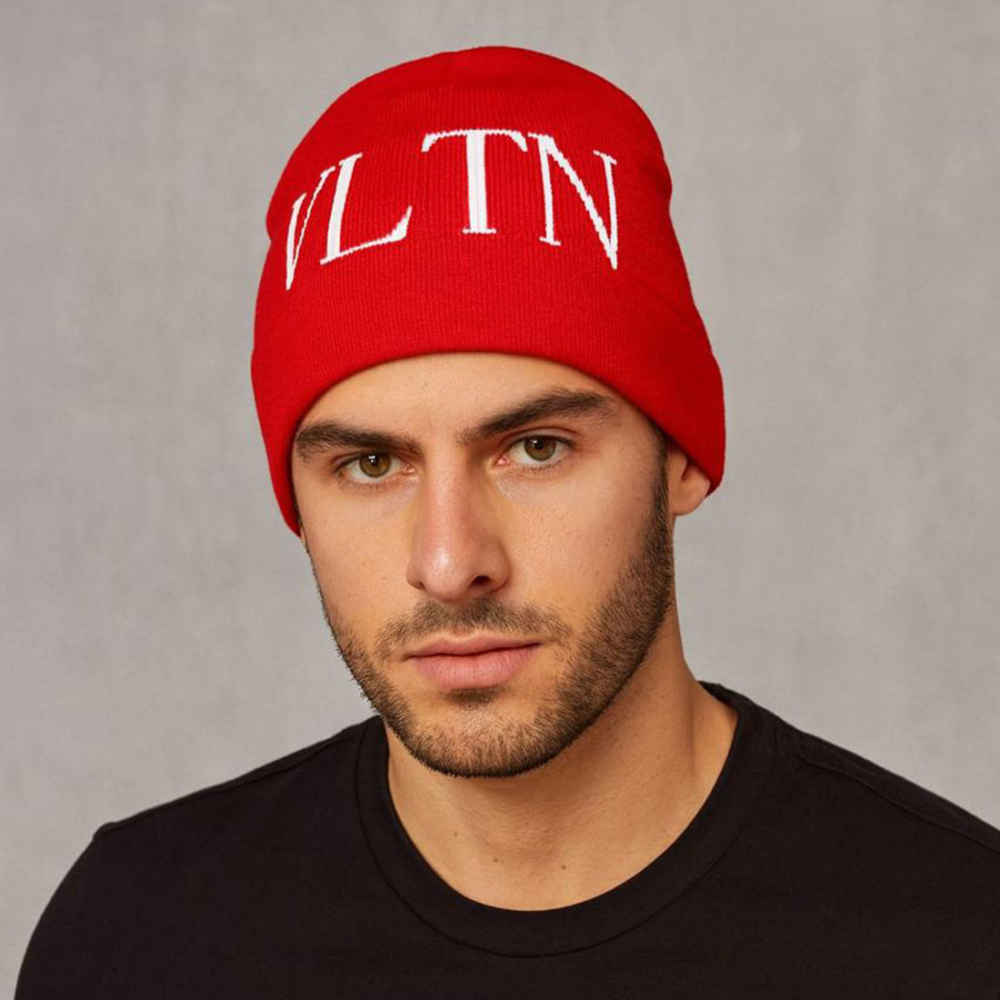 Valentino Red Cashmere Beanie-thumb-0