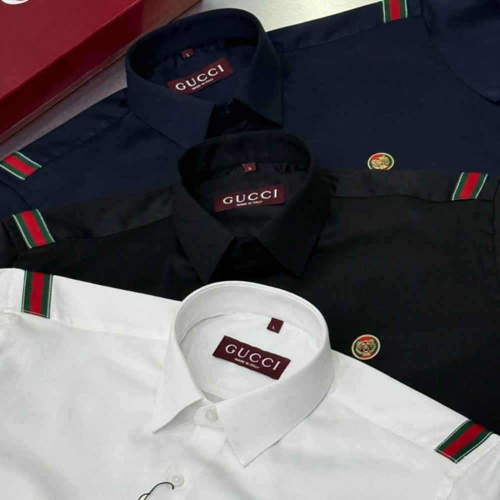 Gucci GG Embroidery Black Stretch Cotton Shirt-thumb-6