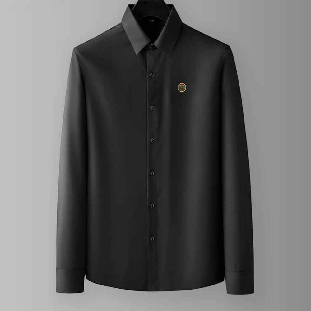 Gucci GG Embroidery Black Stretch Cotton Shirt-thumb-0