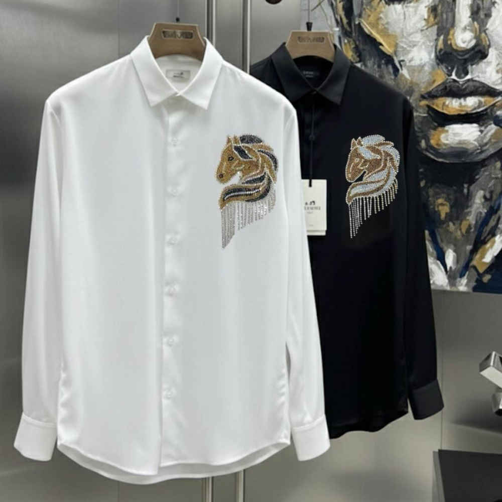 Hermès Embroidery Horse Logo White Premium Shirt-4