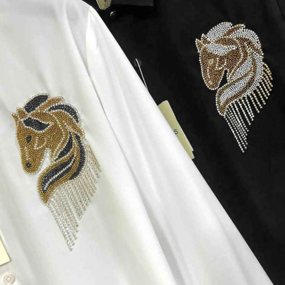 Hermès Embroidery Horse Logo White Premium Shirt-2