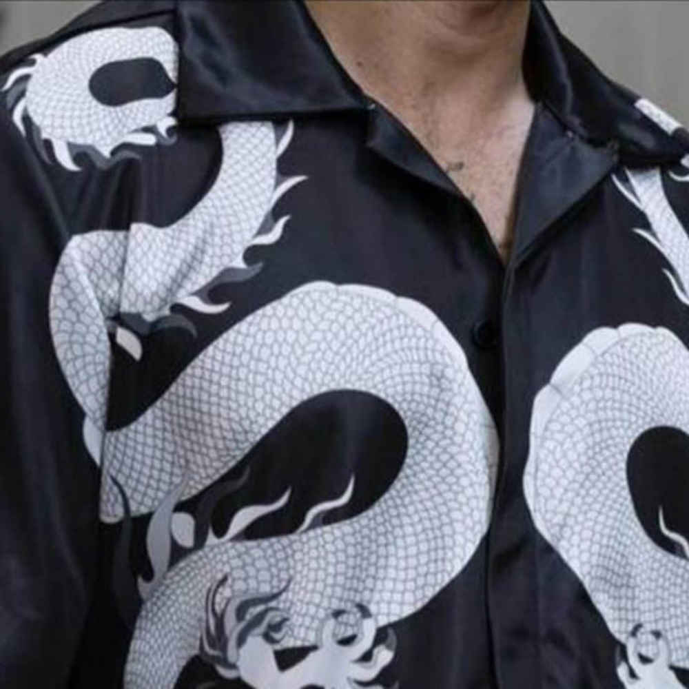 Balmain Paris Black Dragon Print Shirt-2