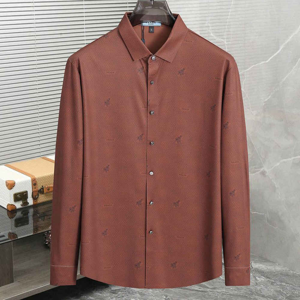 Prada Embroidery Brown Premium Quality Shirt-thumb-0