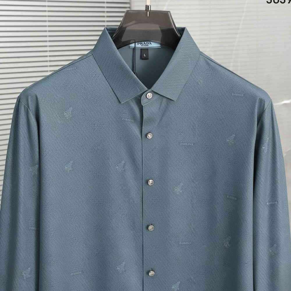 Prada Embroidery Blue Premium Quality Shirt-1