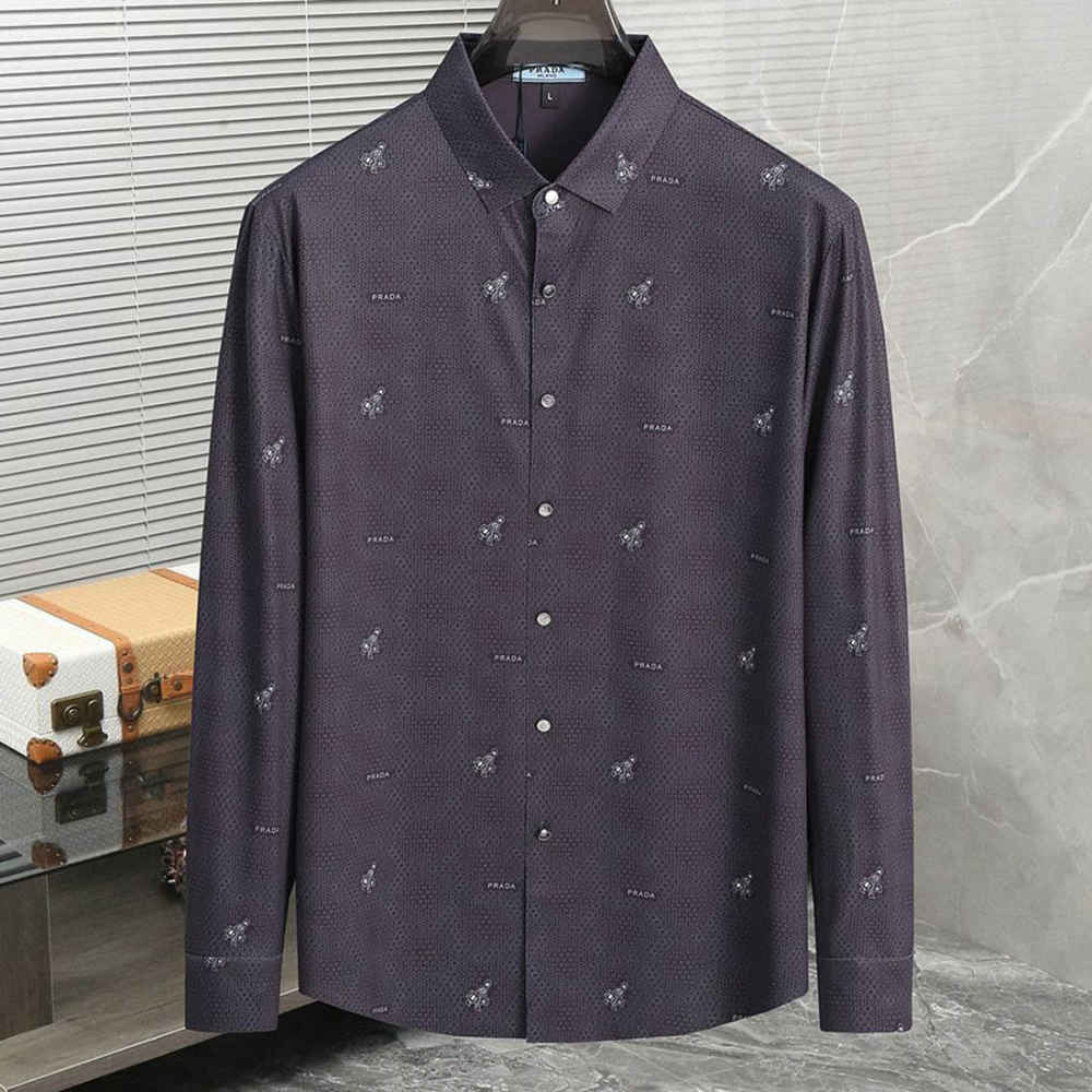 Prada Embroidery Grey Premium Quality Shirt-thumb-0