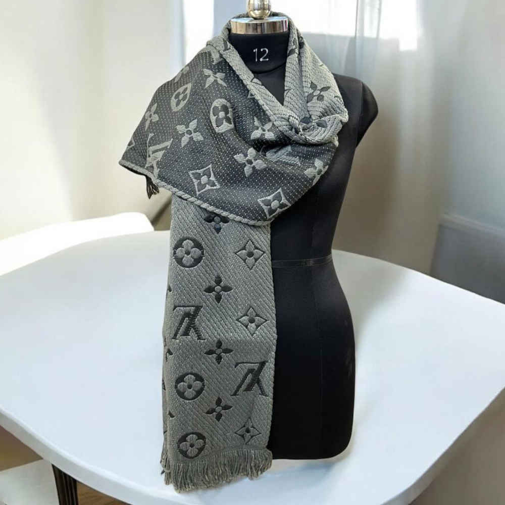 Louis Vuitton Grey Cashmere Wool Blend Scarf-1