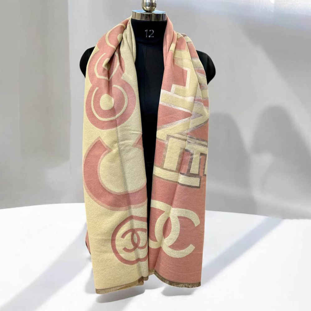 Chanel Designer Pink Woolen Stole-thumb-0