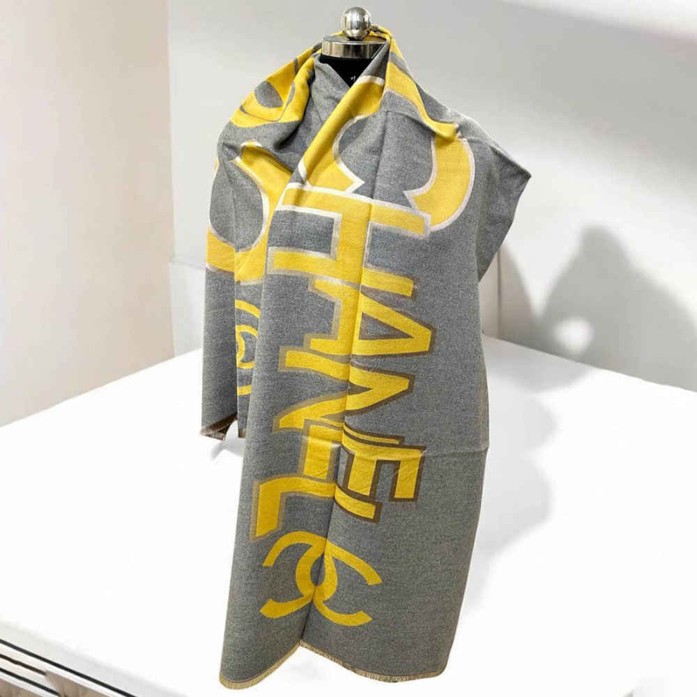 Chanel Designer Yellow Woolen Stole-1