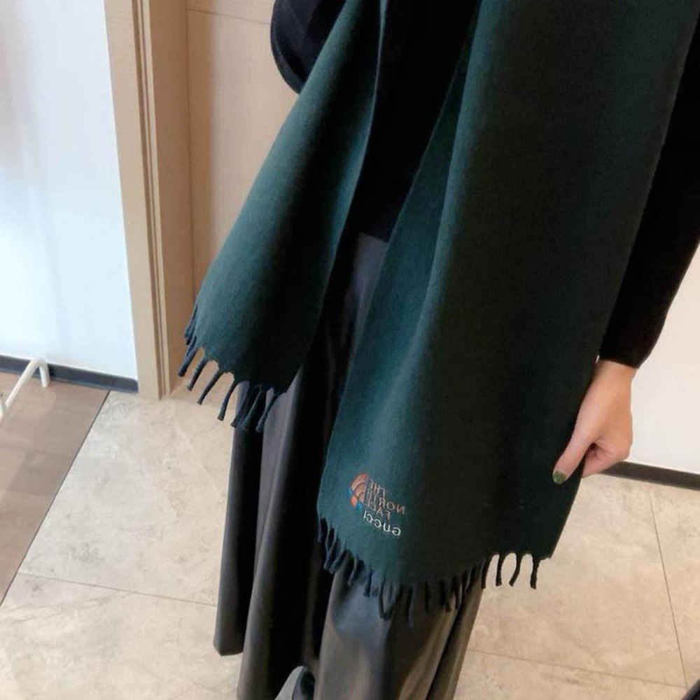 Gucci X North Face Green Woolen Stole-thumb-2