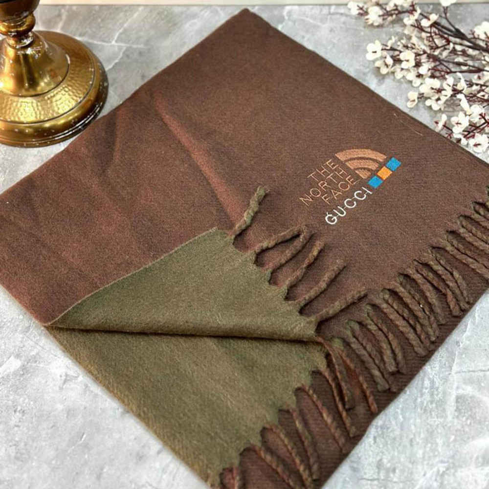 Gucci X North Face Brown Woolen Stole-thumb-0