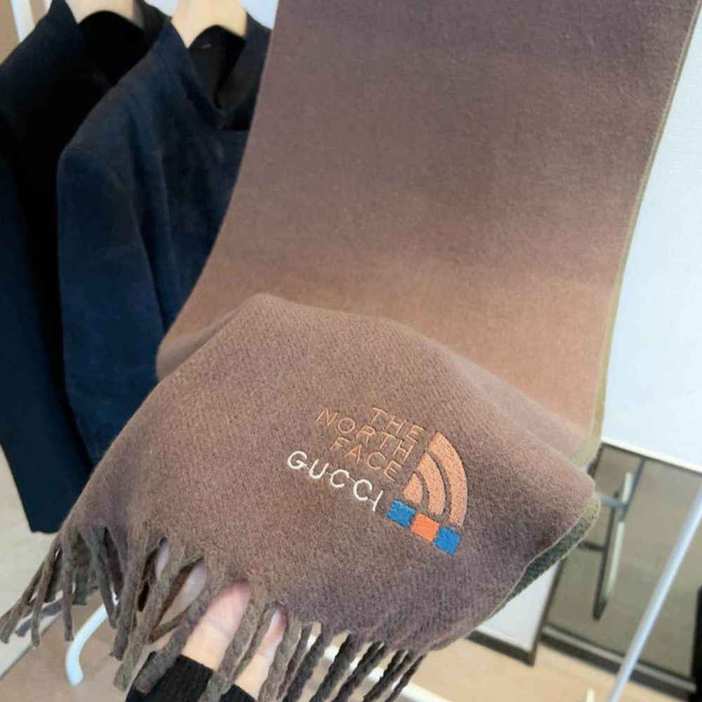Gucci X North Face Brown Woolen Stole-thumb-1