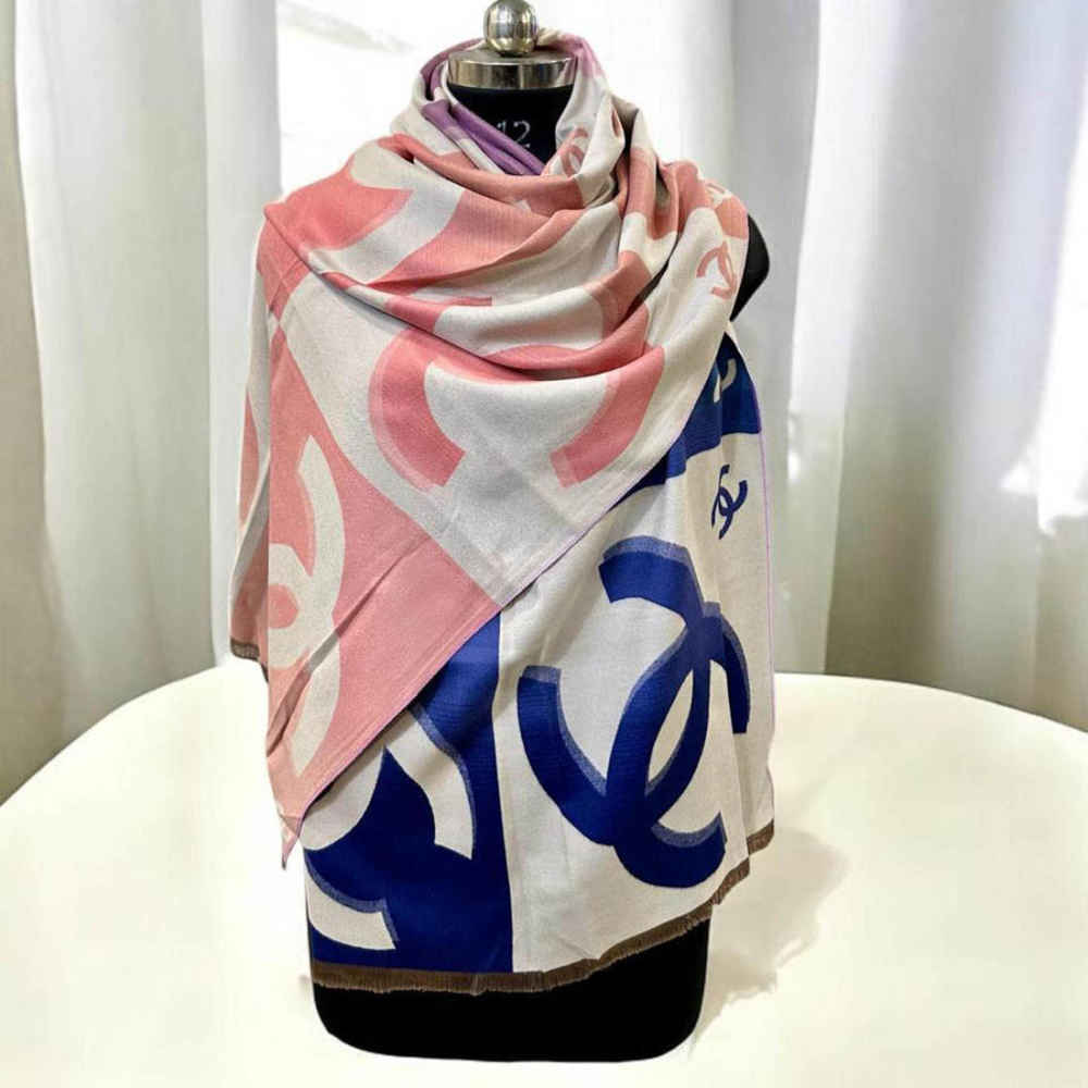 Chanel Designer Pink Woolen Stole-thumb-1