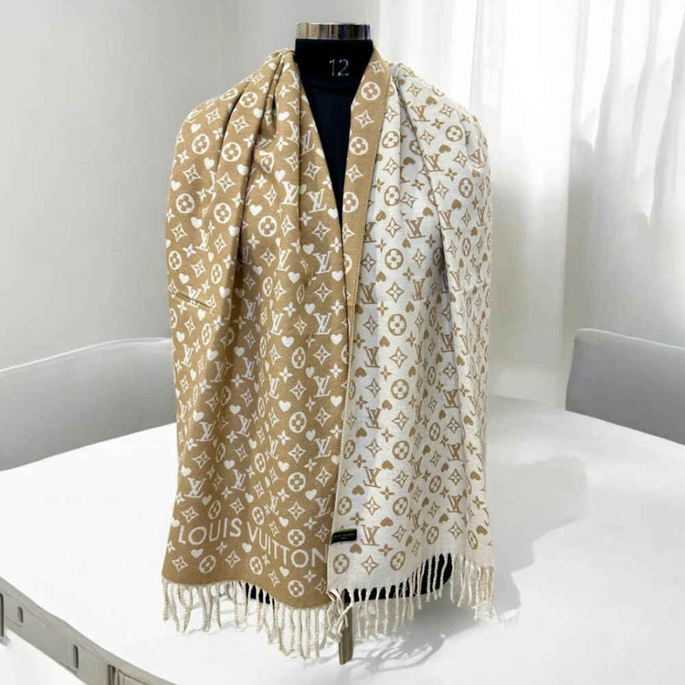 Louis Vuitton Beige Cashmere Wool Blend Scarf-thumb-0