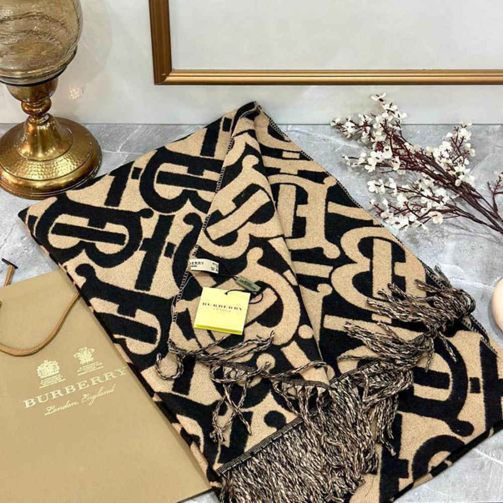 Burberry Designer Brown/black Silk Stole-1