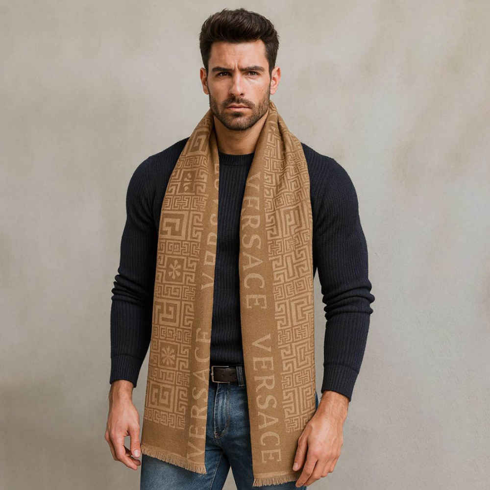 Versace Designer Brown Silk Stole-1