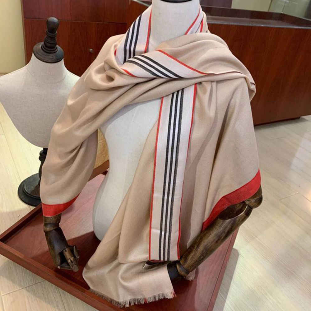 Burberry Designer Beige Silk Stole-thumb-4