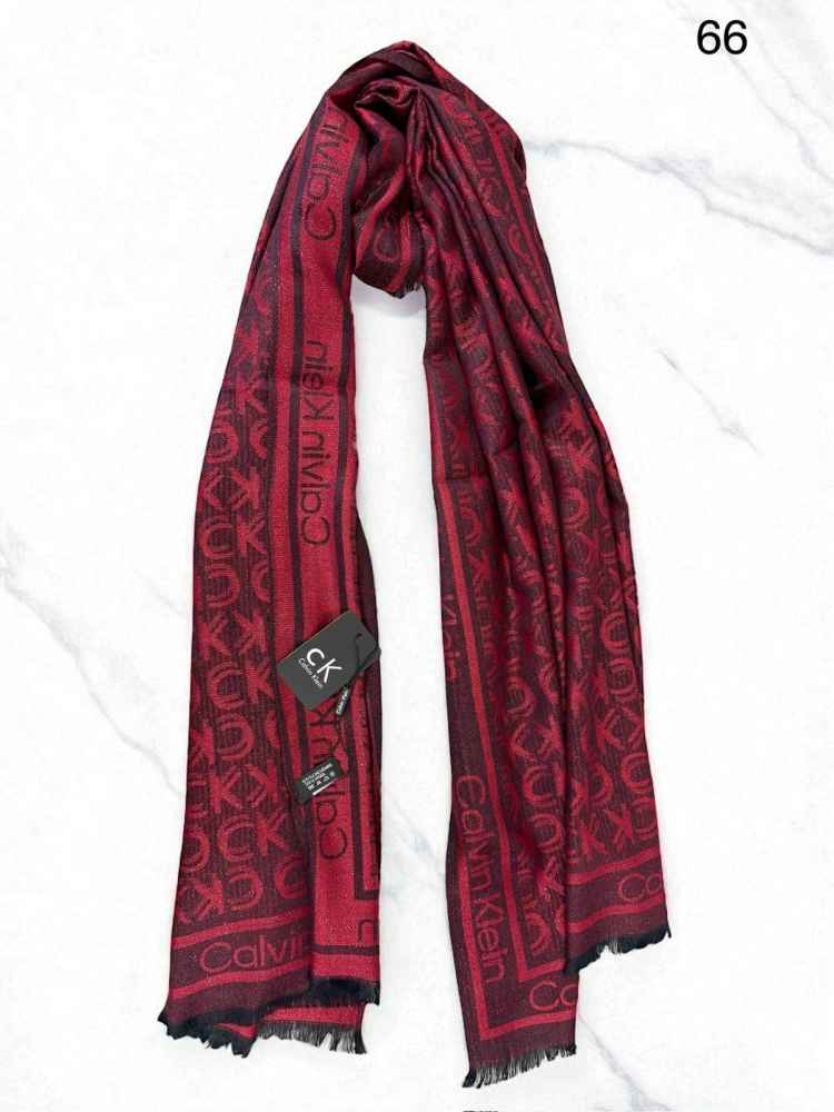 Calvin Klein Reversible Designer Wine Woolen Stole-thumb-2