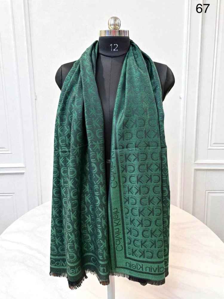 Calvin Klein Reversible Designer Green Woolen Stole-thumb-1
