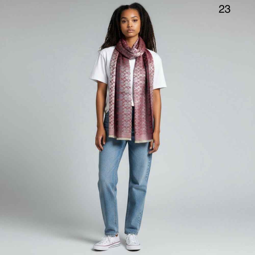 Coach Signature Wine  Woollen Stole-2