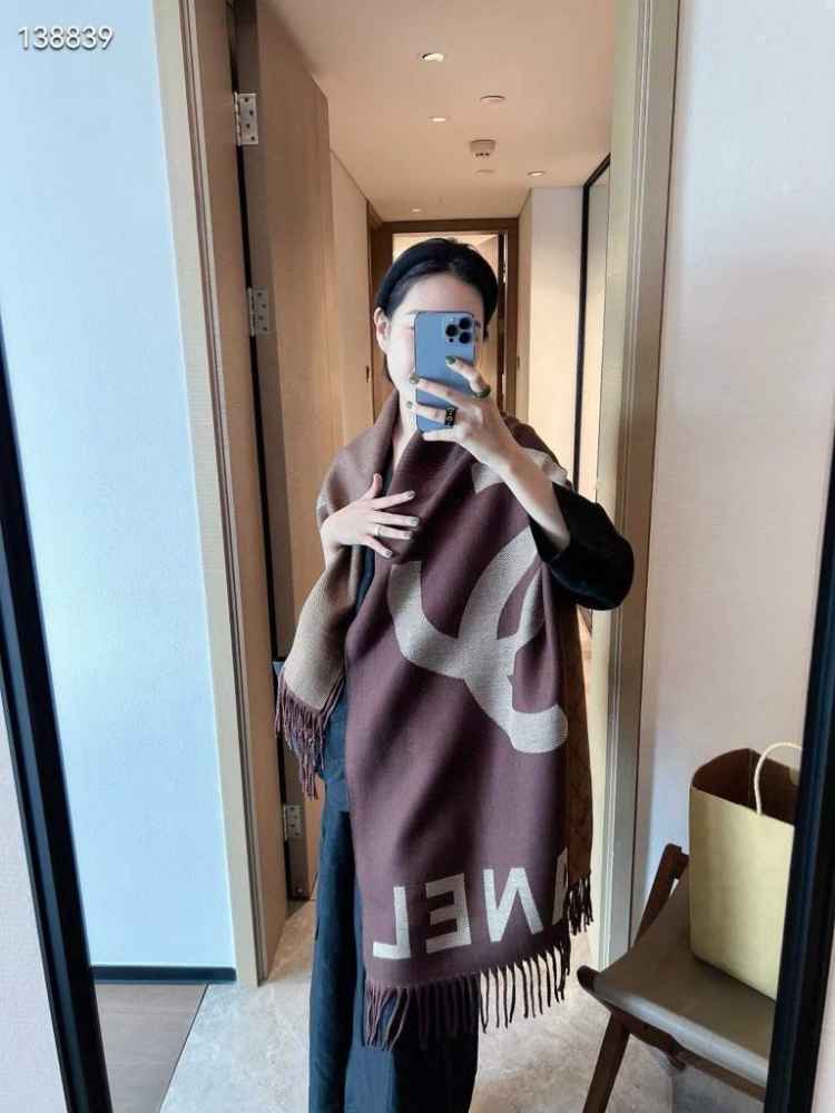 Chanel Designer Dark Brown Woolen Stole-thumb-1