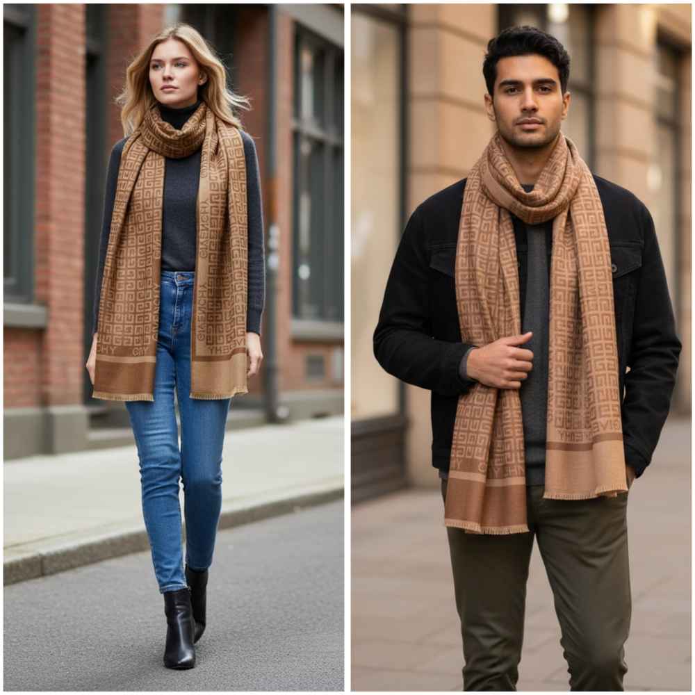 Givenchy Premium Quality Brown Reversible Woollen Stole-2