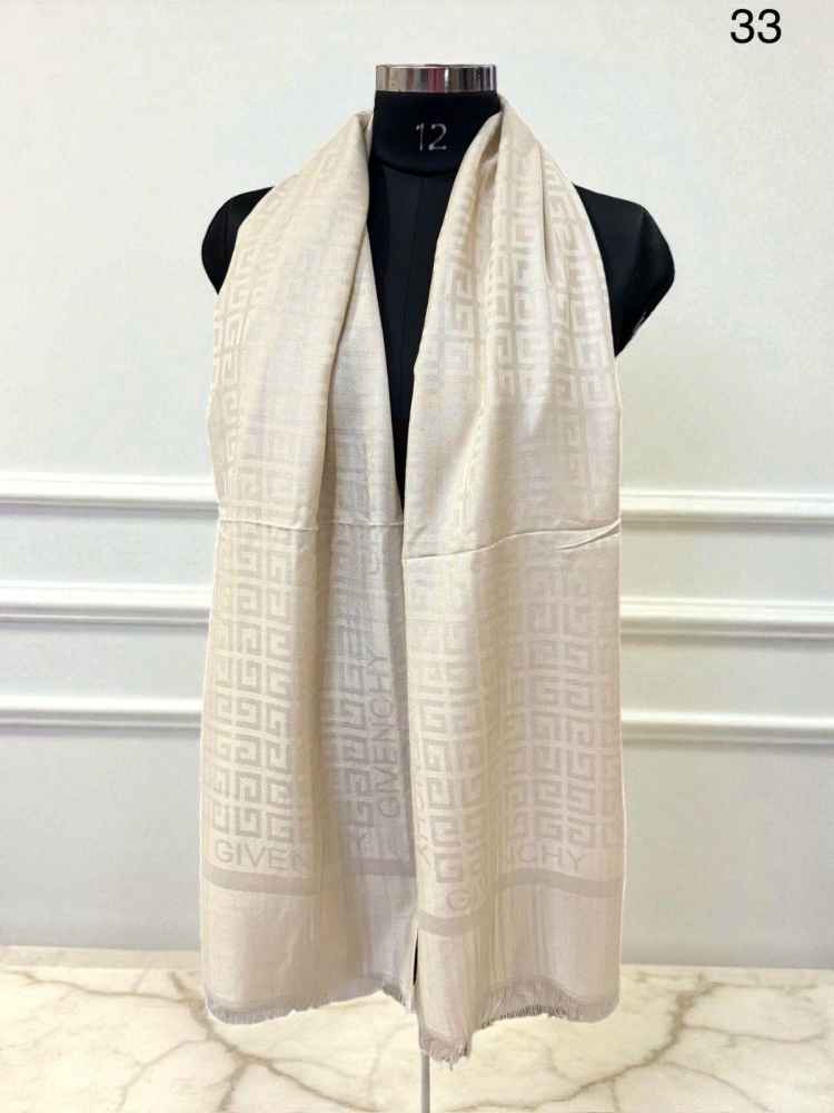 Givenchy Premium Quality Cream Reversible Woollen Stole-thumb-0