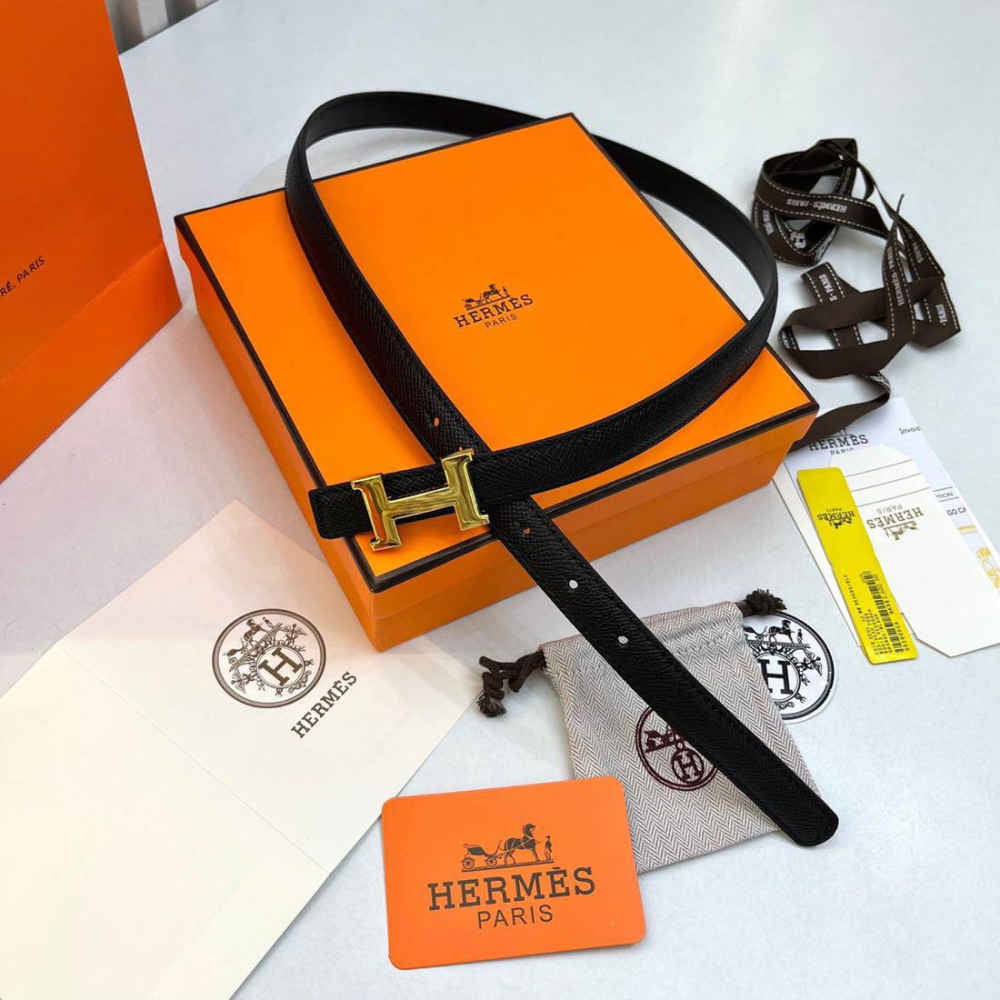 Hermes Black Elastic Band Crystal Embellished Buckle Belt-thumb-0