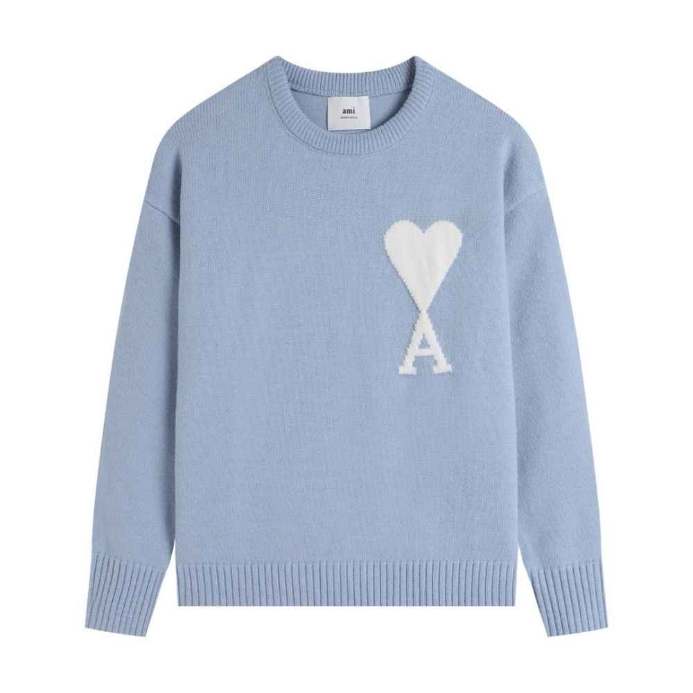 Ami Paris Ami De Cœur Sky Blue Crewneck Pullover-thumb-0