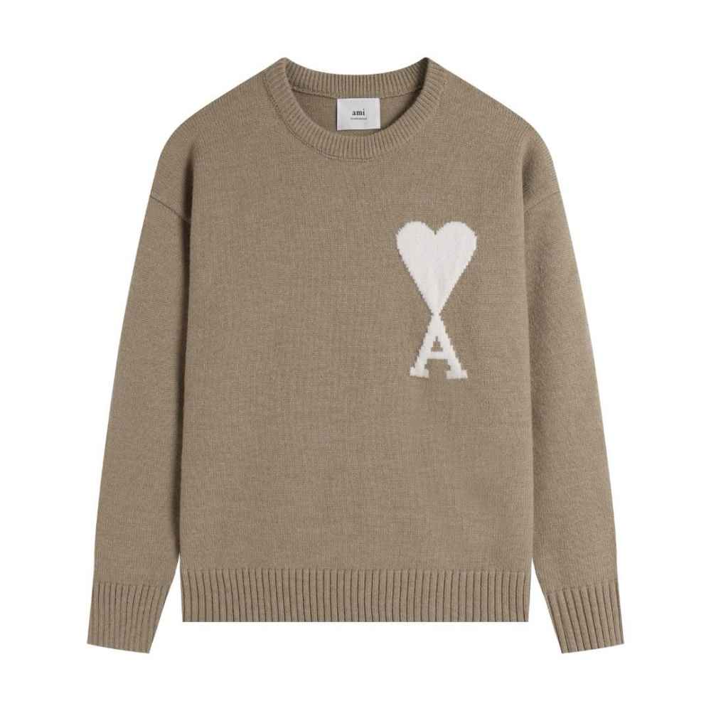 Ami Paris Brown Crewneck Pullover-thumb-0