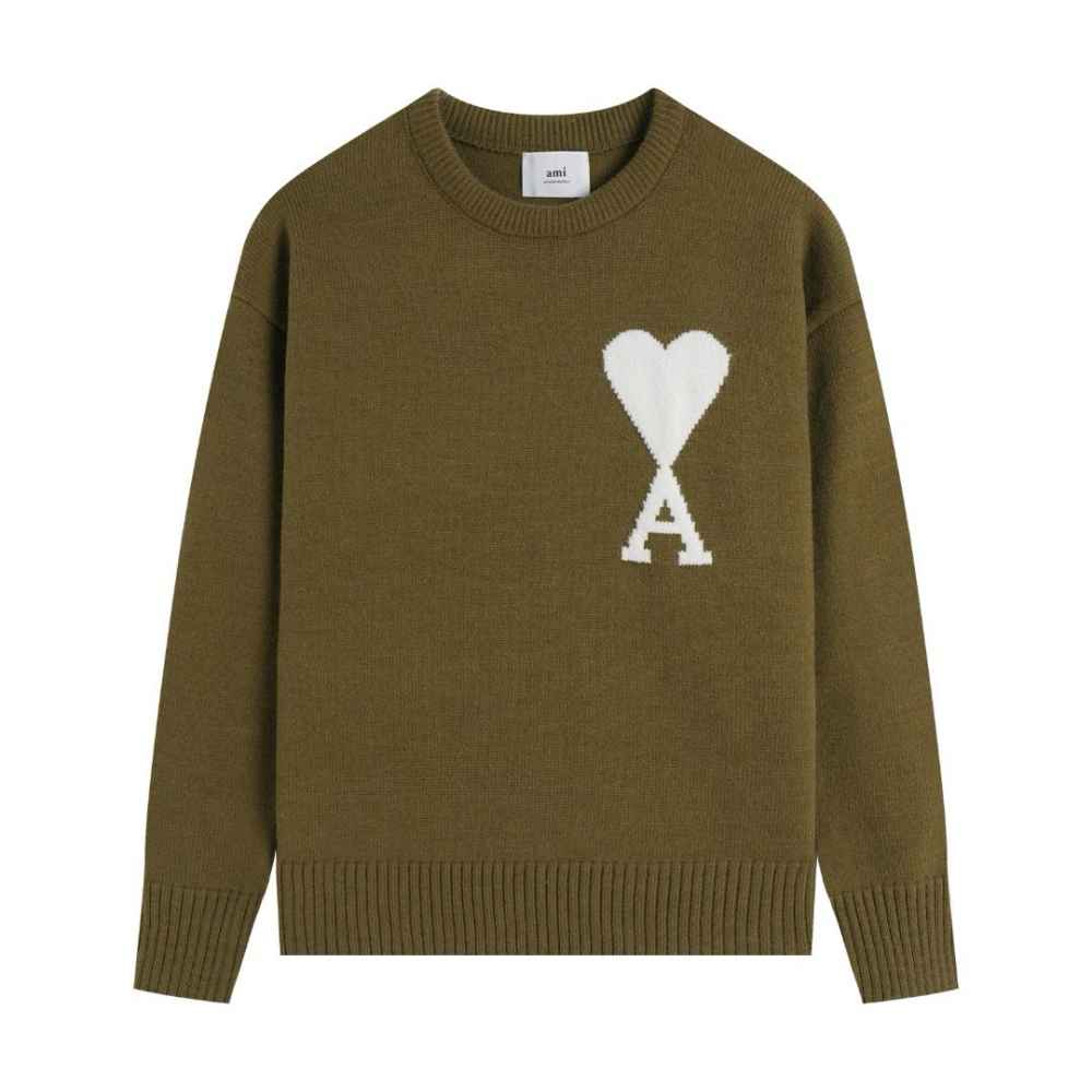 Ami Paris Dark Brown Crewneck Pullover-thumb-0
