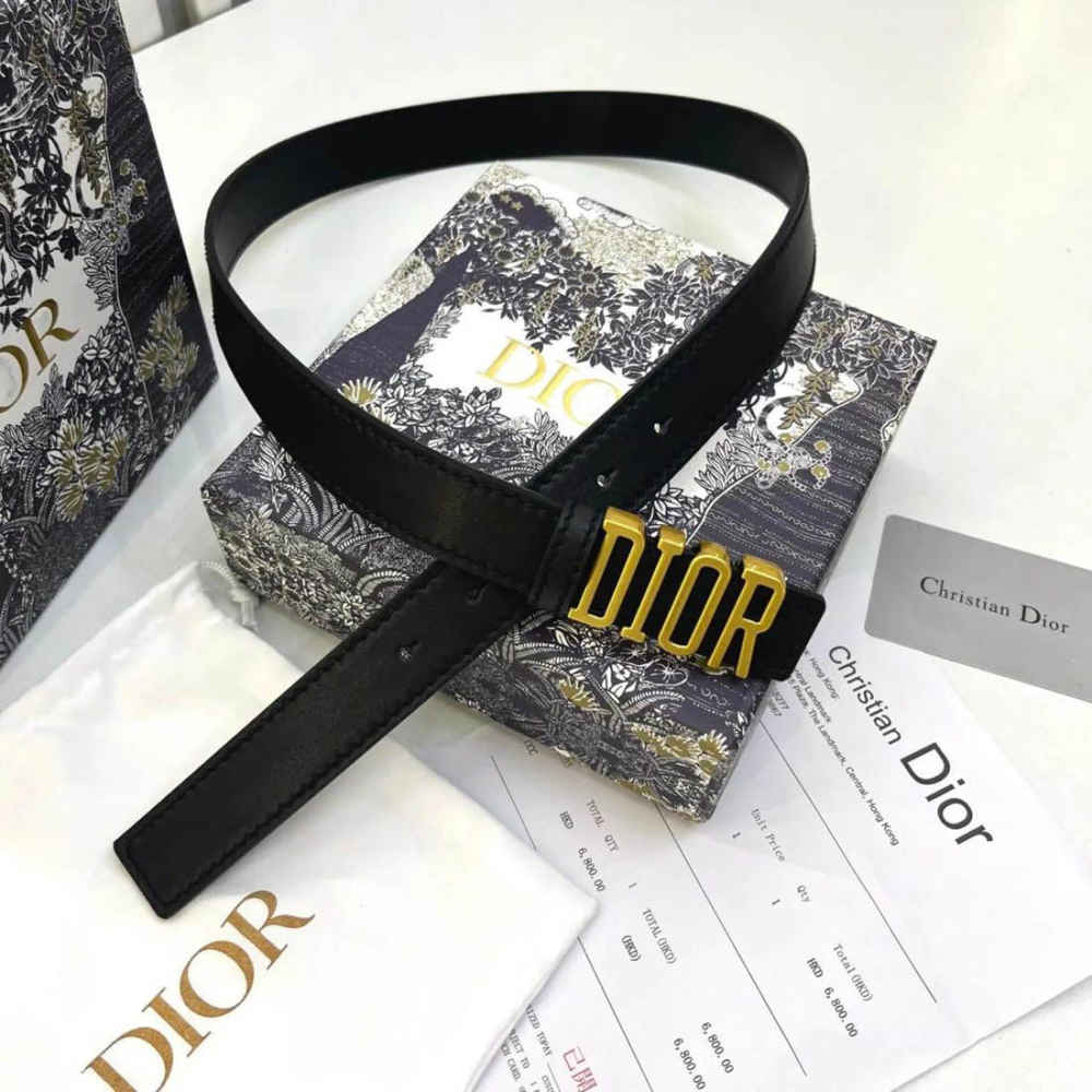 Dior Black & Golden Premium Quality Belt-thumb-0
