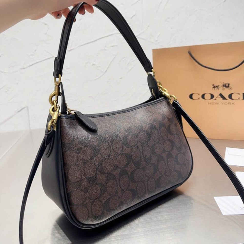 Coach Cary Black & Brown Shoulder Bag-thumb-0