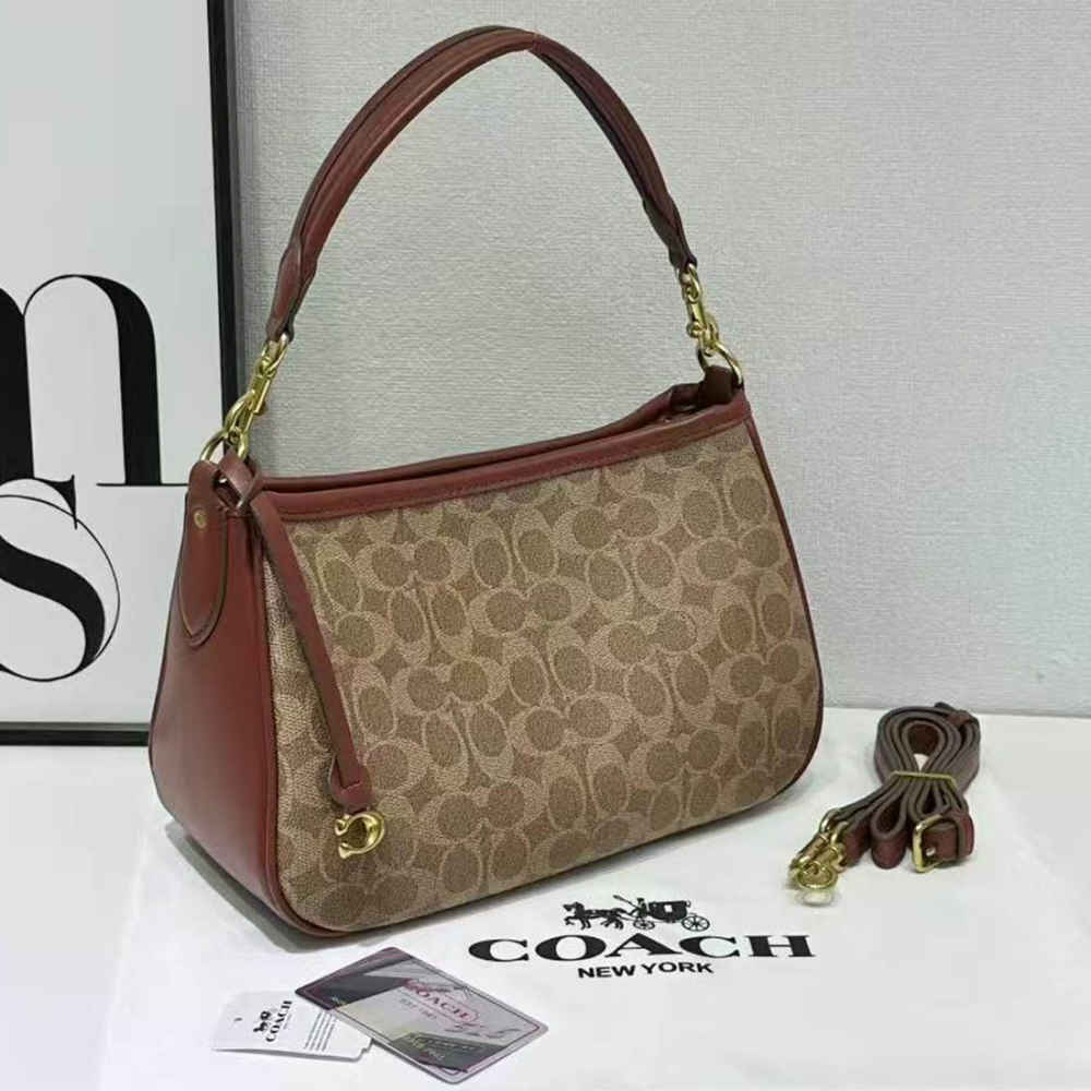 Coach Cary Beige & Brown Shoulder Bag-thumb-0