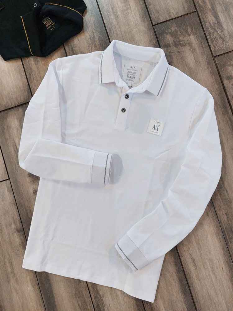 Armani Exchange White Premium Quality Polo Shirt-thumb-2