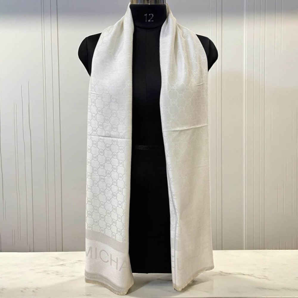Michael Kors White Semi Woolen Stole-thumb-0