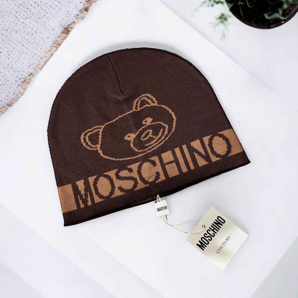 Moschino Brown Cashmere Beanie-thumb-1