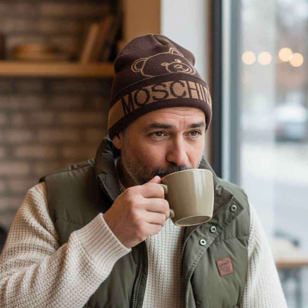 Moschino Brown Cashmere Beanie-thumb-2