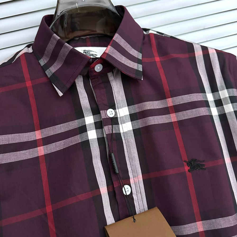 Burberry Checked Wine Premium Shirt-1