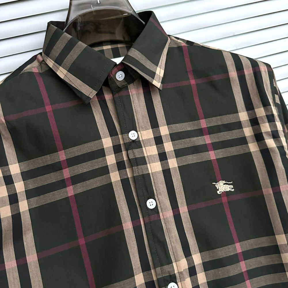 Burberry Checked Green Premium Shirt-thumb-1
